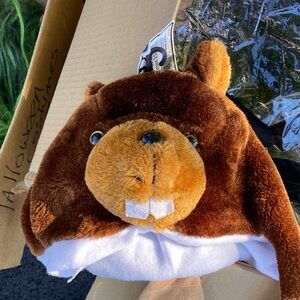 Brown Plush Beaver Hat for Kids